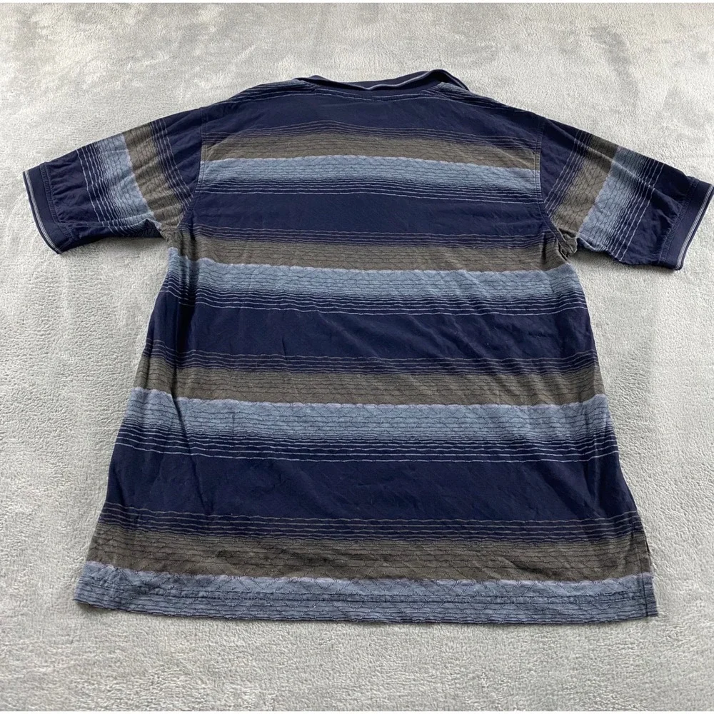 IZOD Golf Mens Blue Striped Textured Cotton Cool-FX Short Sleeve Polo Shirt M